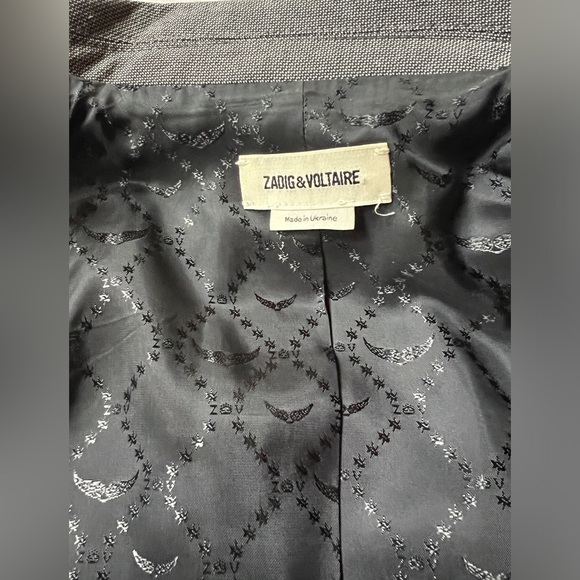 ZADIG & VOLTAIRE VIVA BIS GRAY BLAZER LOVE EMBELLISHED - Picture 7 of 9